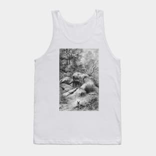 Animal landscape Deer and native plants vintage drawing Tank Top